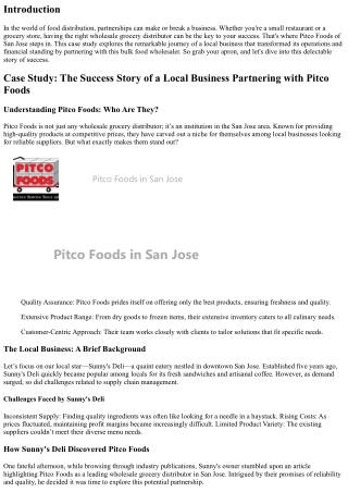 Case Study: The Success Story of a Local Business Partnering with Pitco Foods