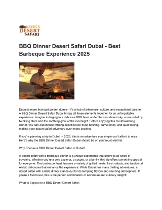 BBQ Dinner Desert Safari Dubai - Best Barbeque Experience 2025