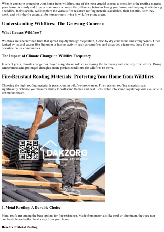 Fire-Resistant Roofing Materials: Protecting Your Home from Wildfires