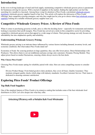 Competitive Wholesale Grocery Prices: A Review of Pitco Foods