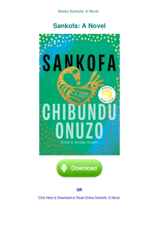 Books Sankofa A Novel
