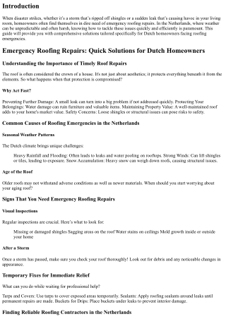 Emergency Roofing Repairs: Quick Solutions for Dutch Homeowners