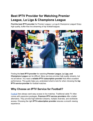Best IPTV Provider for Watching Premier League, La Liga & Champions League