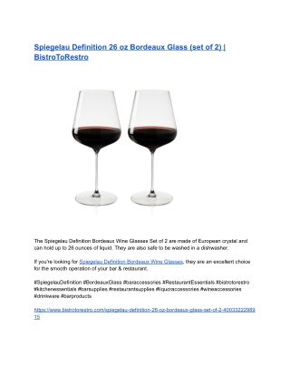 Spiegelau Definition 26 oz Bordeaux Glass (set of 2) _ BistroToRestro