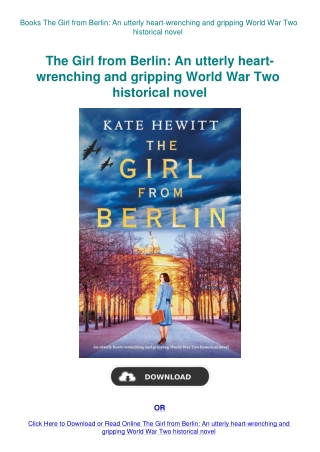 Books The Girl from Berlin An utterly heart-wrenching and gripping World War Two historical novel