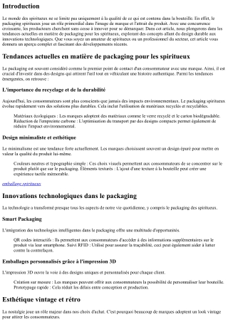 Tendances actuelles en matière de packaging pour les spiritueux