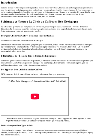 Spiritueux et Nature : Le Choix du Coffret en Bois Écologique
