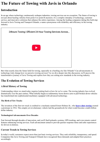The Future of Towing with Javis in Orlando