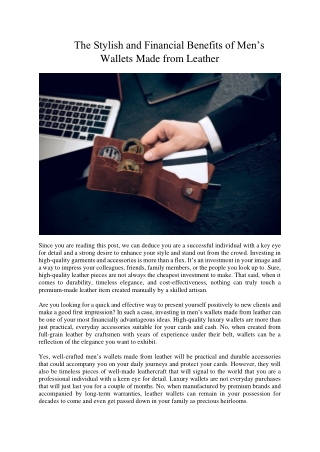 The Stylish and Financial Benefits of Men’s Wallets Made from Leather