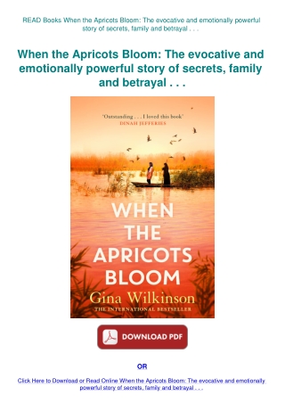 READ Books When the Apricots Bloom The evocative and emotionally powerful story of secrets  family a