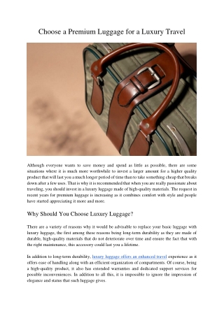 Choose a Premium Luggage for a Luxury Travel