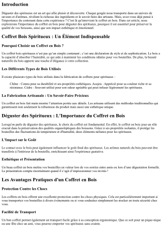 Déguster des Spiritueux : L'Importance du Coffret en Bois