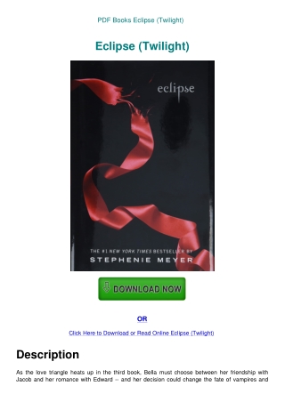 PDF Books Eclipse (Twilight)