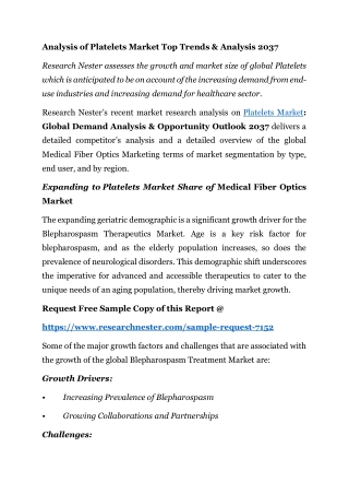 Analysis of Platelets Market Top Trends & Analysis 2037