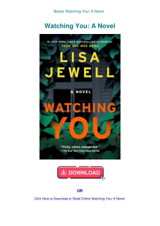 Books Watching You A Novel