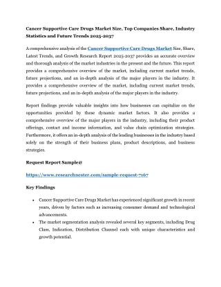 Cancer Supportive Care Drugs Market