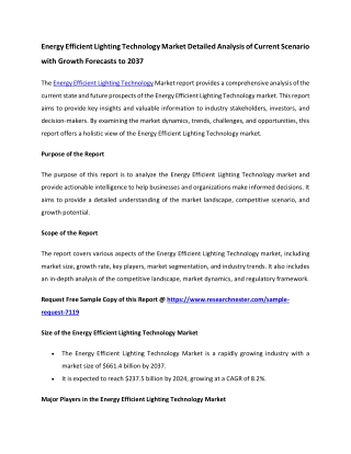 Energy Efficient Lighting Technology Market Size 2037