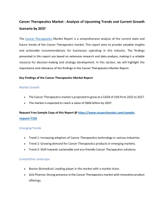 Cancer Therapeutics Market trends 2037