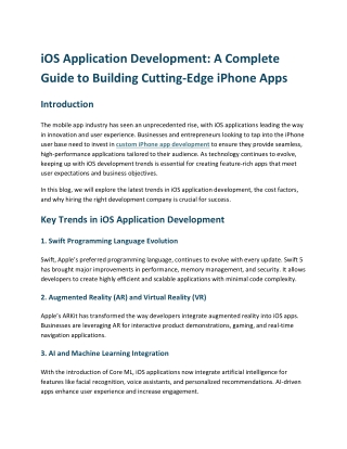 iOS Application Development: A Complete Guide to Building Cutting-Edge iPhone