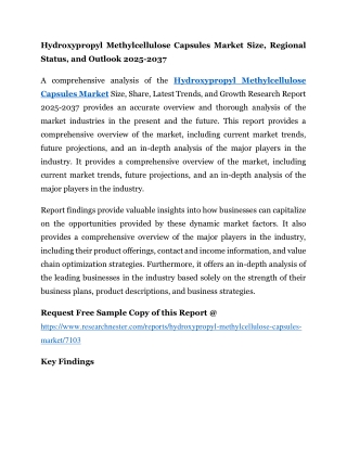 Hydroxypropyl Methylcellulose Capsules Market Size, Regional Status, and Outlook