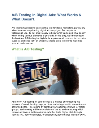 A/B Testing in Digital Ads: What Works & What doesn't.