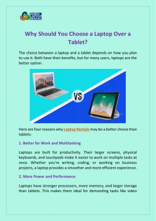 Why Should You Choose a Laptop Over a Tablet?
