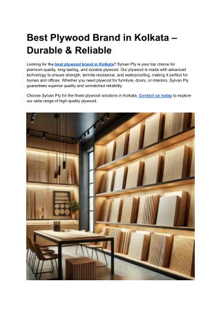 Best Plywood Brand in Kolkata – Durable & Reliable