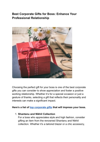 Best Corporate Gifts for Boss_ Enhance Your Professional Relationship