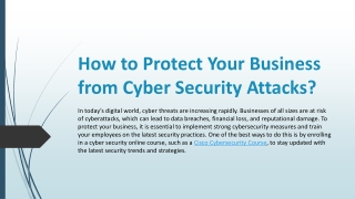 How to Protect Your Business from Cyber Security Attacks