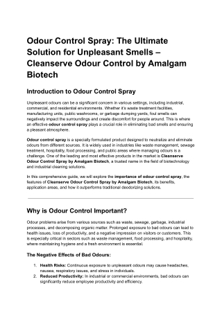 Odour Control Spray_ The Ultimate Solution for Unpleasant Smells – Cleanserve Odour Control by Amalgam Biotech