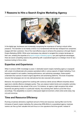 7 Reasons to Hire a Search Engine Marketing Agency