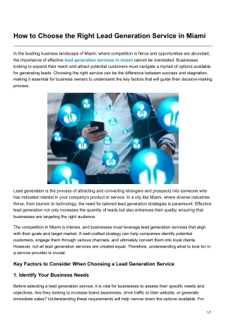 How to Choose the Right Lead Generation Service in Miami