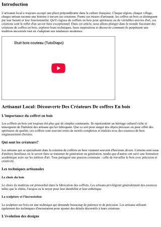 “Artisanat Local: Découverte Des Créateurs De coffres En bois”