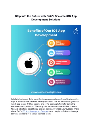 Step into the Future with Osiz’s Scalable iOS App Development Solutions