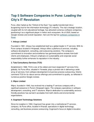Top 5 Software Companies in Pune: Leading the City's IT Revolution