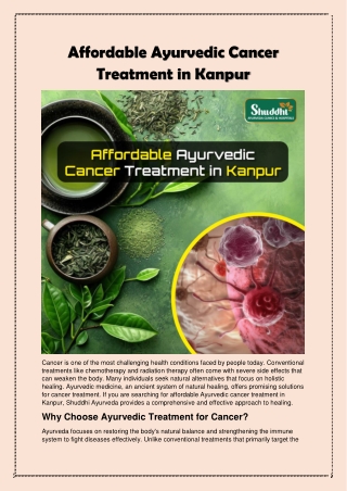 Affordable Ayurvedic Cancer Treatment in Kanpur