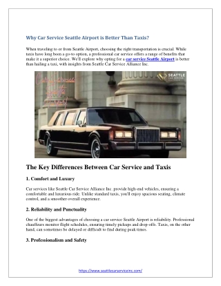 Why Car Service Seattle Airport is Better Than Taxis