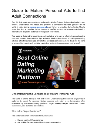 Guide to Mature Personal Ads to find Adult Connections