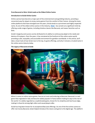 Gclub: A Trusted Name in Online Gaming with Baccarat, Slots, and More