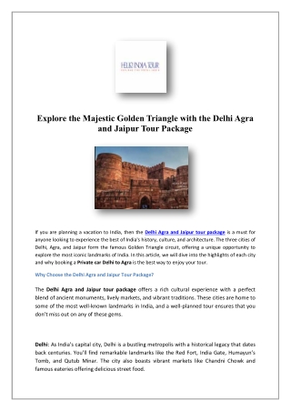 Delhi Agra Jaipur Tours | Hello India Tour