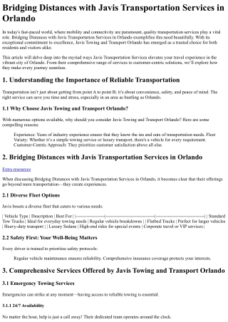 Bridging Distances with Javis Transportation Services in Orlando