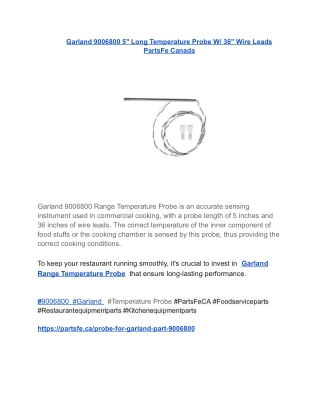 Garland 9006800 5_ Long Temperature Probe W_ 36_ Wire Leads  PartsFe Canada