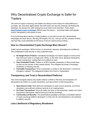Why Decentralized Crypto Exchange Is Safer for Traders