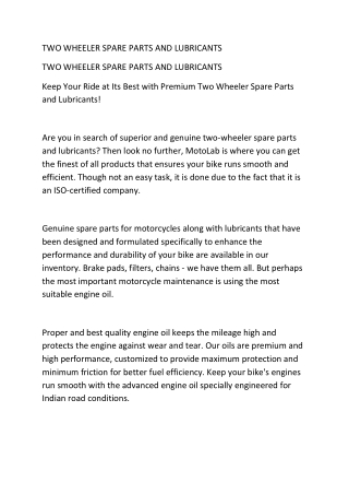 TWO WHEELER SPARE PARTS AND LUBRICANTS (16)
