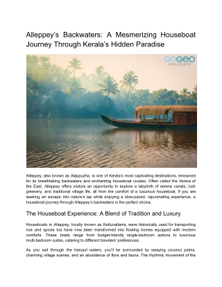 Alleppey’s Backwaters_ A Mesmerizing Houseboat Journey Through Kerala’s Hidden Paradise