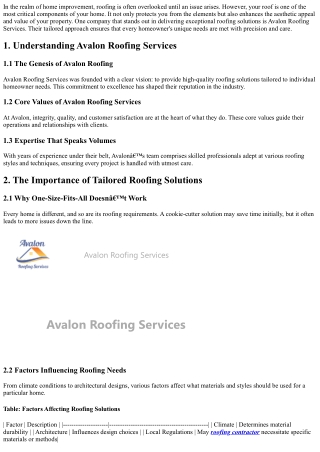 Avalon’s Approach to Delivering Tailored Roofing Solutions for Every Home