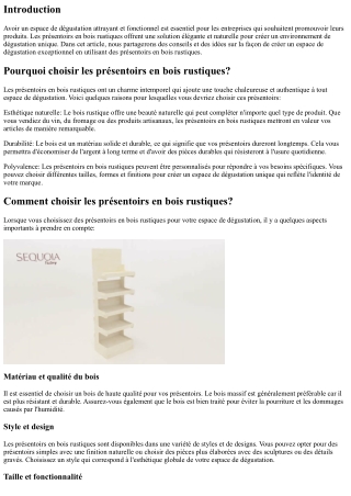Comment créer un espace de dégustation avec des présentoirs en bois rustiques