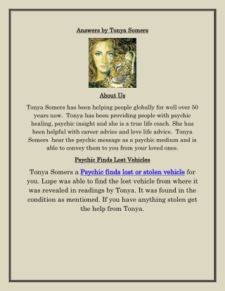 Stolen Vehicle Found by Psychic