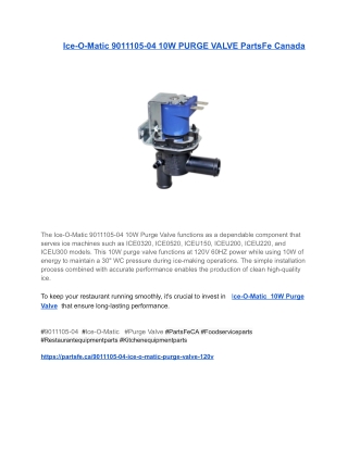 Ice-O-Matic 9011105-04 10W PURGE VALVE PartsFe Canada