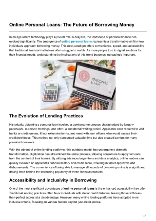 Online Personal Loans The Future of Borrowing Money
